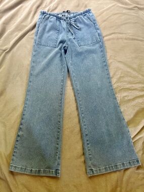 REWASH BRAND WIDE LEG DRAWSTRING  PULL ON DENIM JEANS,  SIZE SMALL